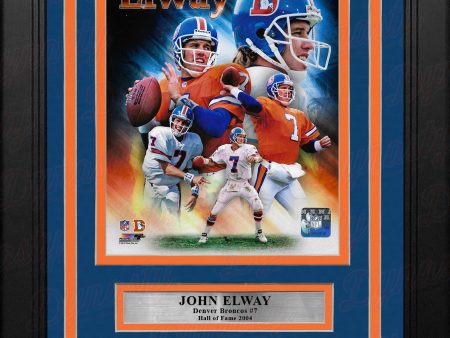 John Elway Denver Broncos 8  x 10  Framed Football Collage Photo with Engraved Autograph Discount