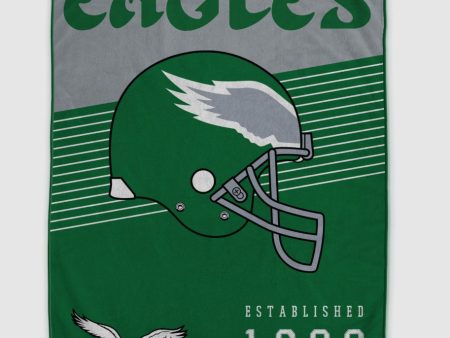 Philadelphia Eagles Throwback 60  x 80  Helmet Stripes Royal Plush Blanket Fashion