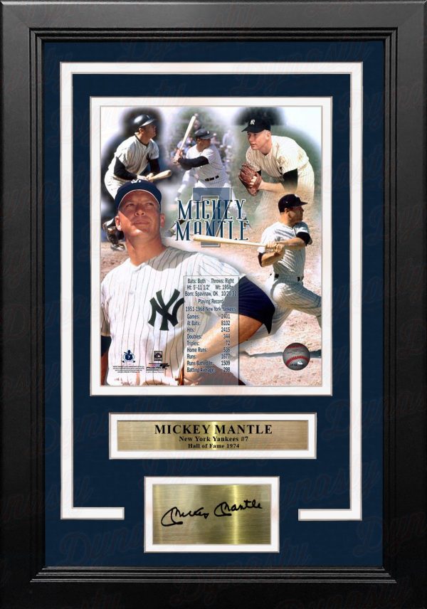 Mickey Mantle Stat Collage New York Yankees 8  x 10  Framed Baseball Photo with Engraved Autograph Cheap