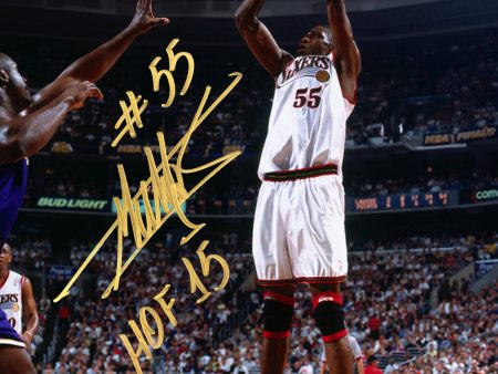 Dikembe Mutombo Philadelphia 76ers Autographed 16  x 20  Photo Inscribed Hall of Fame - Gold Ink For Sale