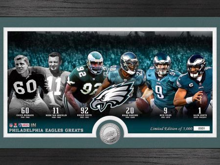 Philadelphia Eagles All-Time Greats 12x20 Highland Mint Silver Coin Framed Photo - Limited to 5,000 Sale