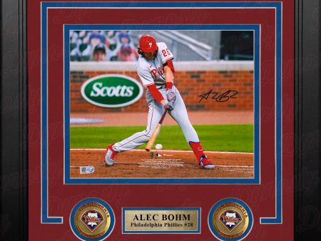 Alec Bohm in Action Philadelphia Phillies Autographed 8  x 10  Framed Baseball Photo Online Sale