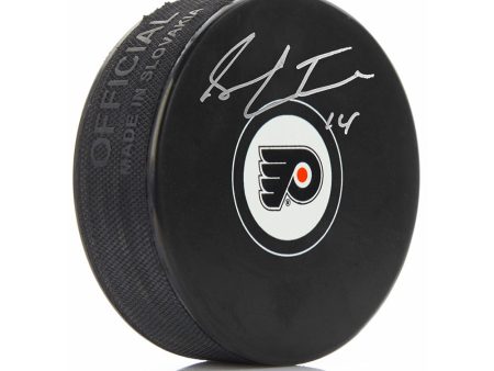 Sean Couturier Philadelphia Flyers Autographed Hockey Logo Puck Online now