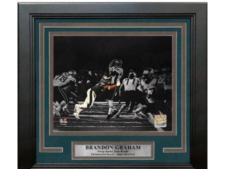 Brandon Graham Sacks Tom Brady Philadelphia Eagles 8  x 10  Super Bowl LII Blackout Framed Football Photo Supply