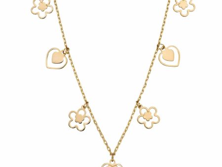 Elements Gold GN363 Heart and Flower Charm Necklace Online Sale