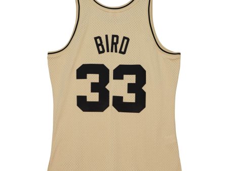 Larry Bird Boston Celtics Mitchell & Ness 1985 Khaki Black Swingman Jersey For Sale