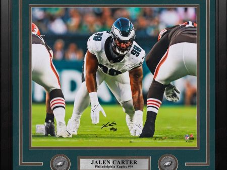 Jalen Carter on the Line Philadelphia Eagles Autographed 16  x 20  Framed Football Photo Discount