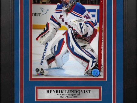 Henrik Lundqvist in Net New York Rangers 8  x 10  Framed Hockey Photo with Engraved Autograph Sale