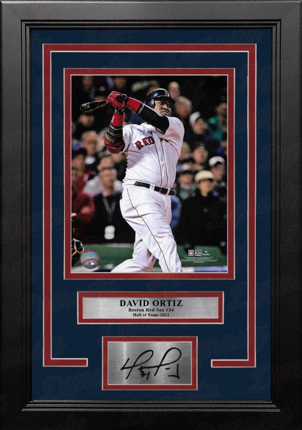 David Ortiz in Action Boston Red Sox 8  x 10  Framed Baseball Photo with Engraved Autograph Online now