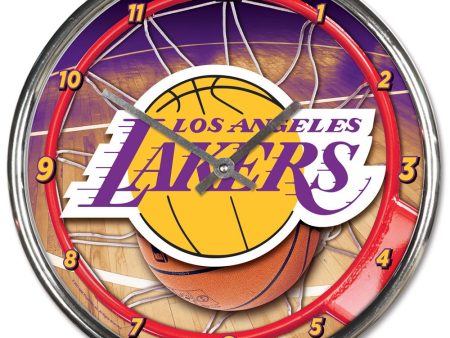 Los Angeles Lakers Round Chrome Clock Online Sale