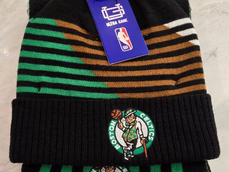 Boston Celtics Premium Winter Scarf and Pom Knit Hat Set-Embroidered For Cheap