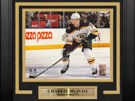 Charlie McAvoy in Action Boston Bruins 8  x 10  Framed Horizontal Hockey Photo Discount