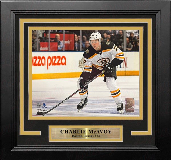 Charlie McAvoy in Action Boston Bruins 8  x 10  Framed Horizontal Hockey Photo Discount