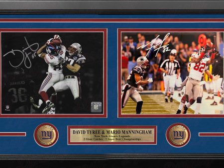 David Tyree & Mario Manningham Super Bowl Catches NY Giants Autographed 8x10 Framed Photo Collage Online