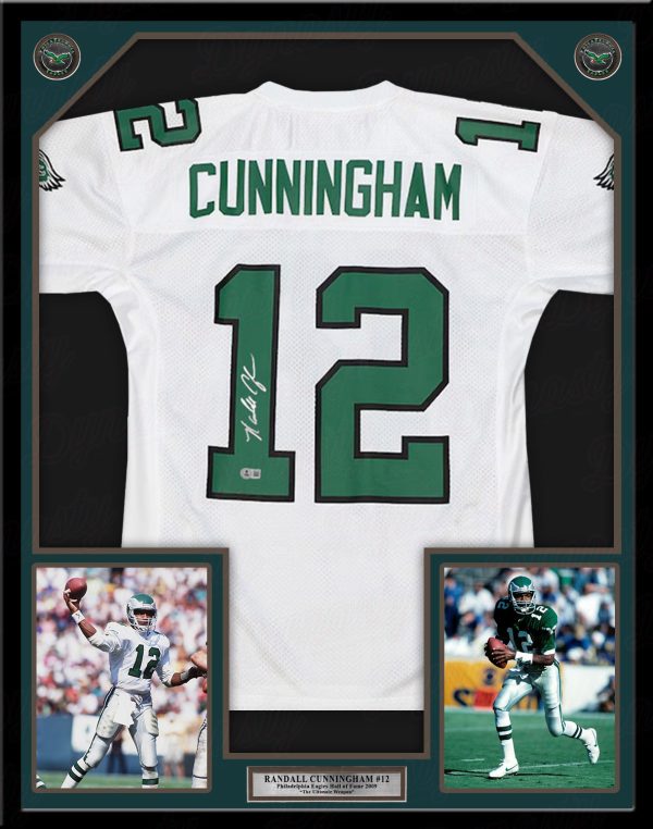 Randall Cunningham Philadelphia Eagles Autographed Framed Mitchell & Ness White Throwback Jersey Supply