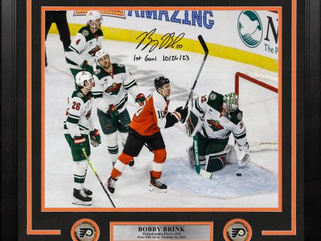 Bobby Brink 1st Career Goal Autographed Philadelphia Flyers 11x14 Framed Photo with Date Inscription Online now