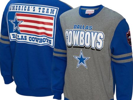 Dallas Cowboys Mitchell & Ness All Over 2.0 Pullover Sweatshirt - Royal Cheap