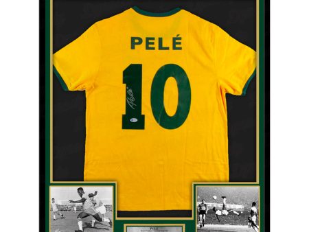 Pele Autographed Framed Soccer Jersey & Photo Collage Cheap