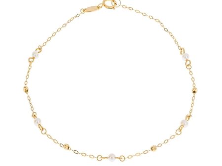 Elements Gold GB518W Trace Chain Station Bracelet Freshwater Pearls Cheap