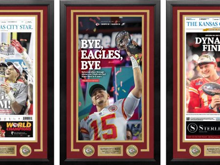 Patrick Mahomes Kansas City Chiefs Super Bowl Champions Framed Newspapers (3 Super Bowls) Online now