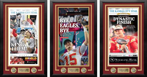 Patrick Mahomes Kansas City Chiefs Super Bowl Champions Framed Newspapers (3 Super Bowls) Online now