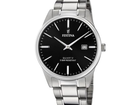 Festina F20511 4 Men s Black Dial Silver Tone Bracelet Wristwatch Discount