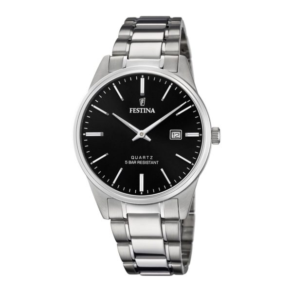 Festina F20511 4 Men s Black Dial Silver Tone Bracelet Wristwatch Discount