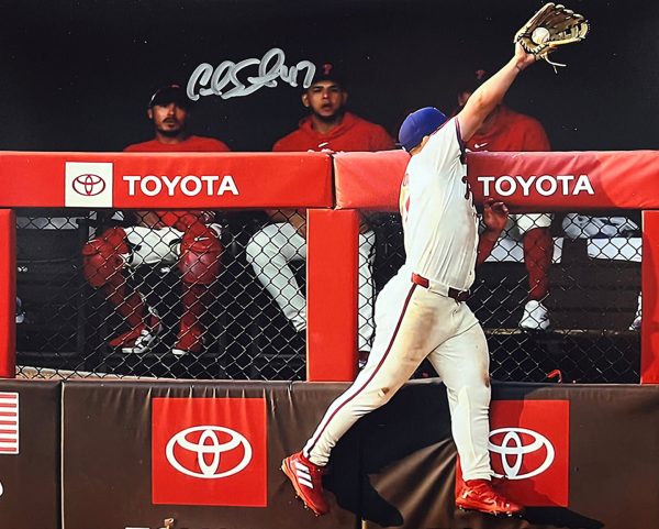 Cal Stevenson Robs the Mets Philadelphia Phillies Autographed 11  x 14  Baseball Photo Sale