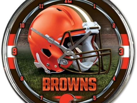 Cleveland Browns Round Chrome Clock Cheap