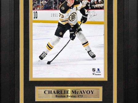 Charlie McAvoy in Action Boston Bruins 8  x 10  Vertical Framed Hockey Photo with Engraved Autograph Discount