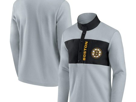 Boston Bruins Omni Polar Fleece Quarter-Snap Jacket - Gray Black For Discount