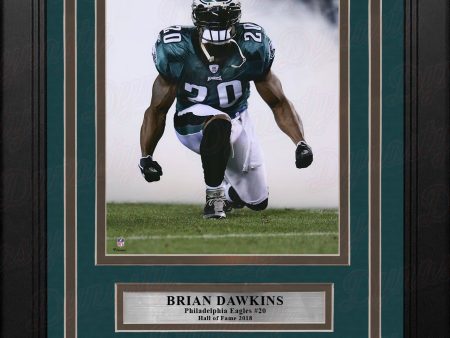 Brian Dawkins Kneeling Smoke Philadelphia Eagles 8x10 Framed Football Photo with Engraved Autograph Supply