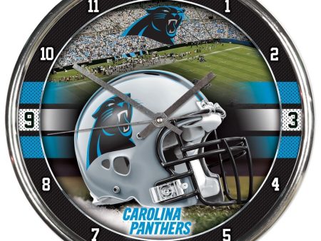 Carolina Panthers Round Chrome Clock Online Hot Sale