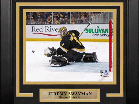 Jeremy Swayman in Action Boston Bruins 8  x 10  Framed Hockey Photo Fashion