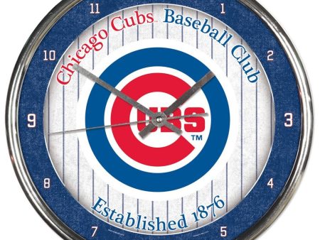 Chicago Cubs Round Chrome Clock Fashion