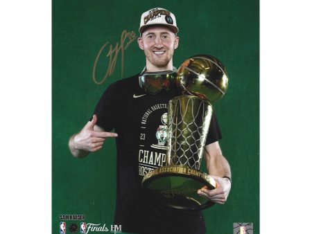 Sam Hauser 2024 NBA Trophy Autographed Boston Celtics 11  x 14  Championship Photo For Sale