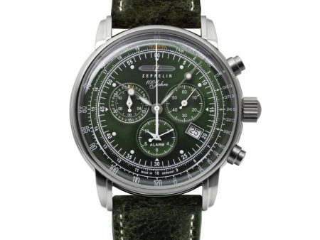 Zeppelin 8680-4 100 Years Green Dial Chronograph Wristwatch Hot on Sale