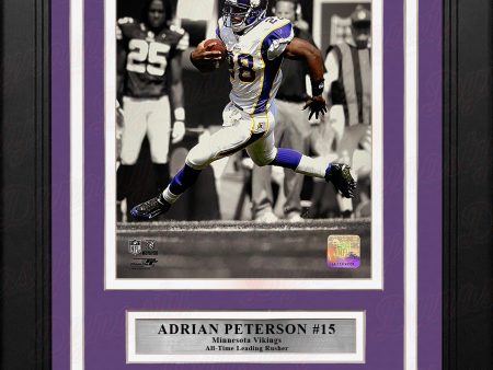 Adrian Peterson Minnesota Vikings 8  x 10  Spotlight Framed Football Photo with Engraved Autograph on Sale