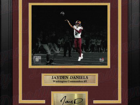 Jayden Daniels Blackout Action Washington Commanders 8  x 10  Framed Photo with Engraved Autograph Cheap