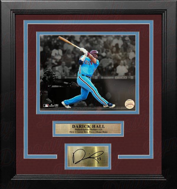 Darick Hall First Home Run Philadelphia Phillies 8x10 Framed Baseball Photo with Engraved Autograph Cheap