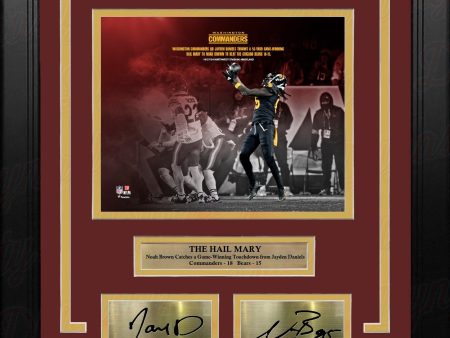 Jayden Daniels & Noah Brown Hail Mary TD Commanders 8x10 Framed Photo with Engraved Autographs Online now