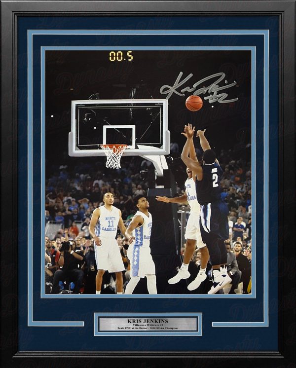 Kris Jenkins Villanova Wildcats 2016 NCAA Champions Buzzer Beater Autographed 11  x 14  Framed Photo Hot on Sale