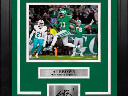 AJ Brown Kelly Green Touchdown Philadelphia Eagles 8  x 10  Framed Photo with Engraved Autograph For Discount