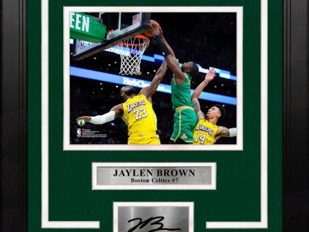 Jaylen Brown Dunks Over LeBron Boston Celtics 8x10 Framed Basketball Photo with Engraved Autograph on Sale