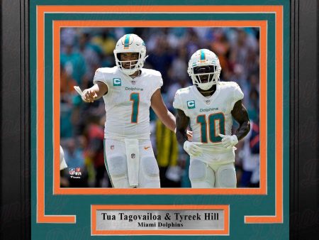 Tua Tagovailoa & Tyreek Hill Miami Dolphins 8  x 10  Framed Football Photo Online Sale