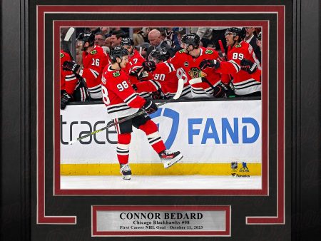 Connor Bedard First NHL Goal Chicago Blackhawks 8  x 10  Framed Hockey Photo Online