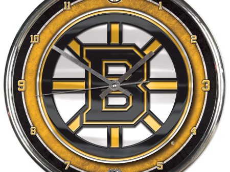 Boston Bruins Round Chrome Clock Hot on Sale