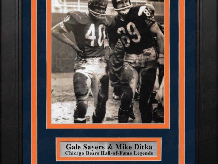 Gale Sayers & Mike Ditka Chicago Bears 8  x 10  Framed Black & White Photo with Engraved Autographs Hot on Sale