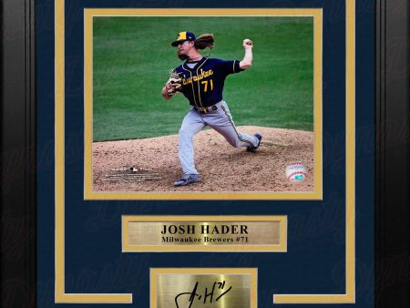 Josh Hader in Action Milwaukee Brewers 8  x 10  Framed Baseball Photo with Engraved Autograph on Sale