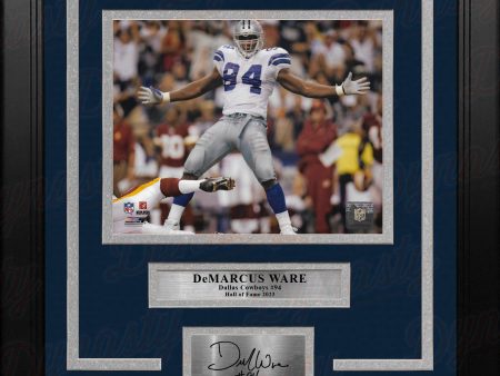 DeMarcus Ware Celebration Dallas Cowboys 8  x 10  Framed Football Photo with Engraved Autograph on Sale